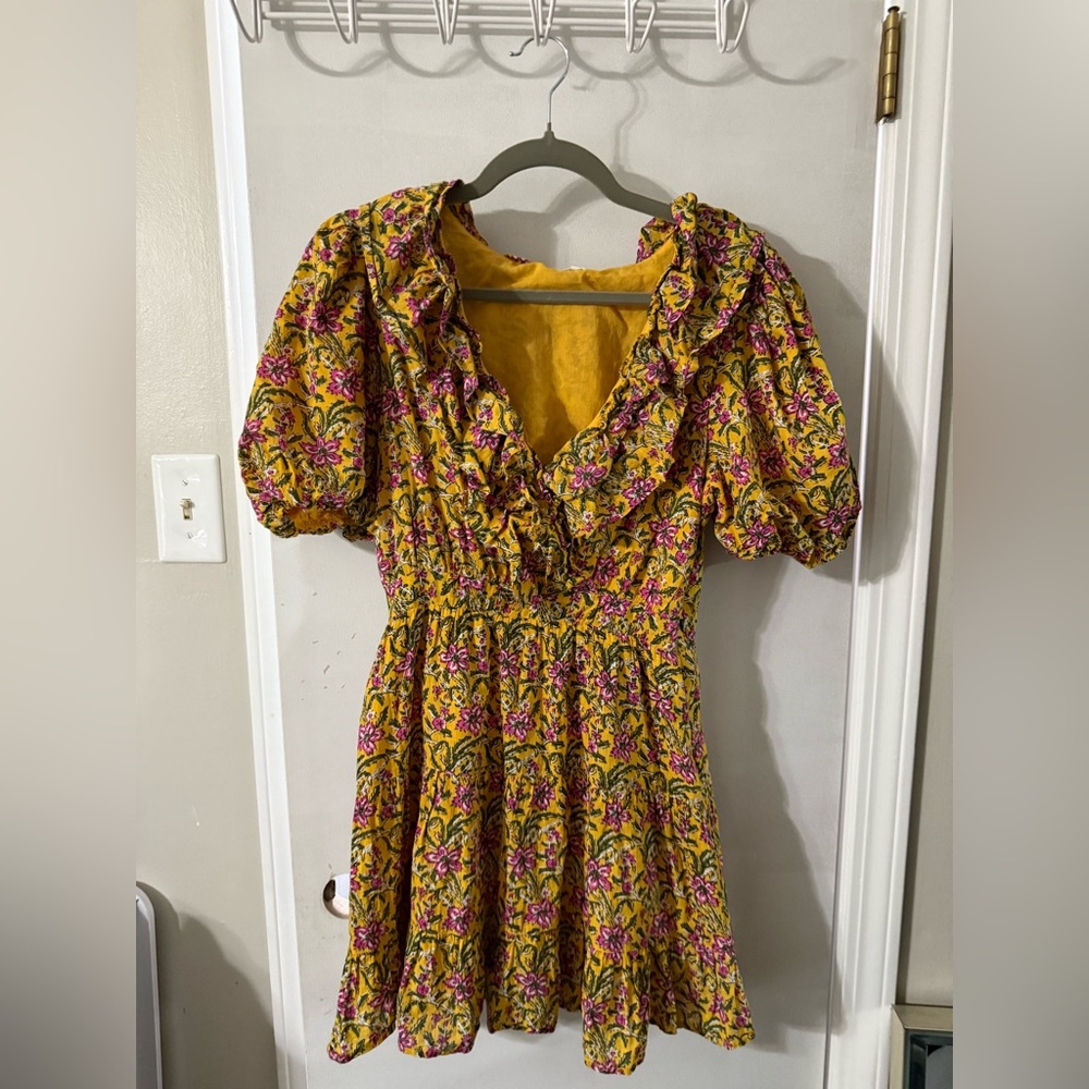 Vibrant Floral Mini Dress with Ruffles